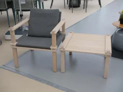 Sessel Farmer Stoff 5091 Mittelgrau Gestell Eiche Natur Geölt Inklusive Tisch