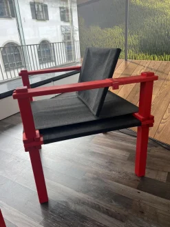 Sessel Farmer Stoff 5094 Schwarz Gestell Esche Geölt Pulver Rot P150 Mit Kunststoffgleitern Inklusive Tisch