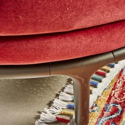 Sessel Fauteuil Vuelta 80 Bezug Stoff Velvet Bordeaux Rot Füße Bronze Drehbar