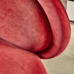 Sessel Fauteuil Vuelta 80 Bezug Stoff Velvet Bordeaux Rot Füße Bronze Drehbar