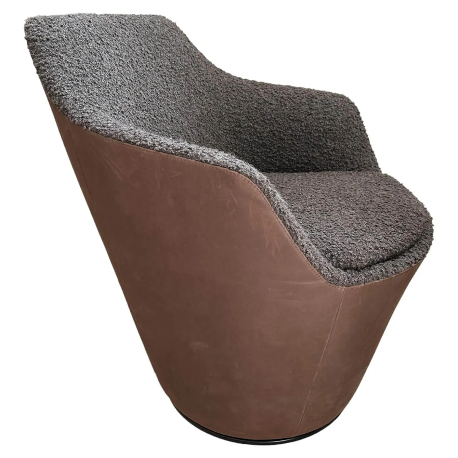 Sessel Flint Drehbar Stoff 14004 Mocca Braun Grrau Außen Leder 492 Braun