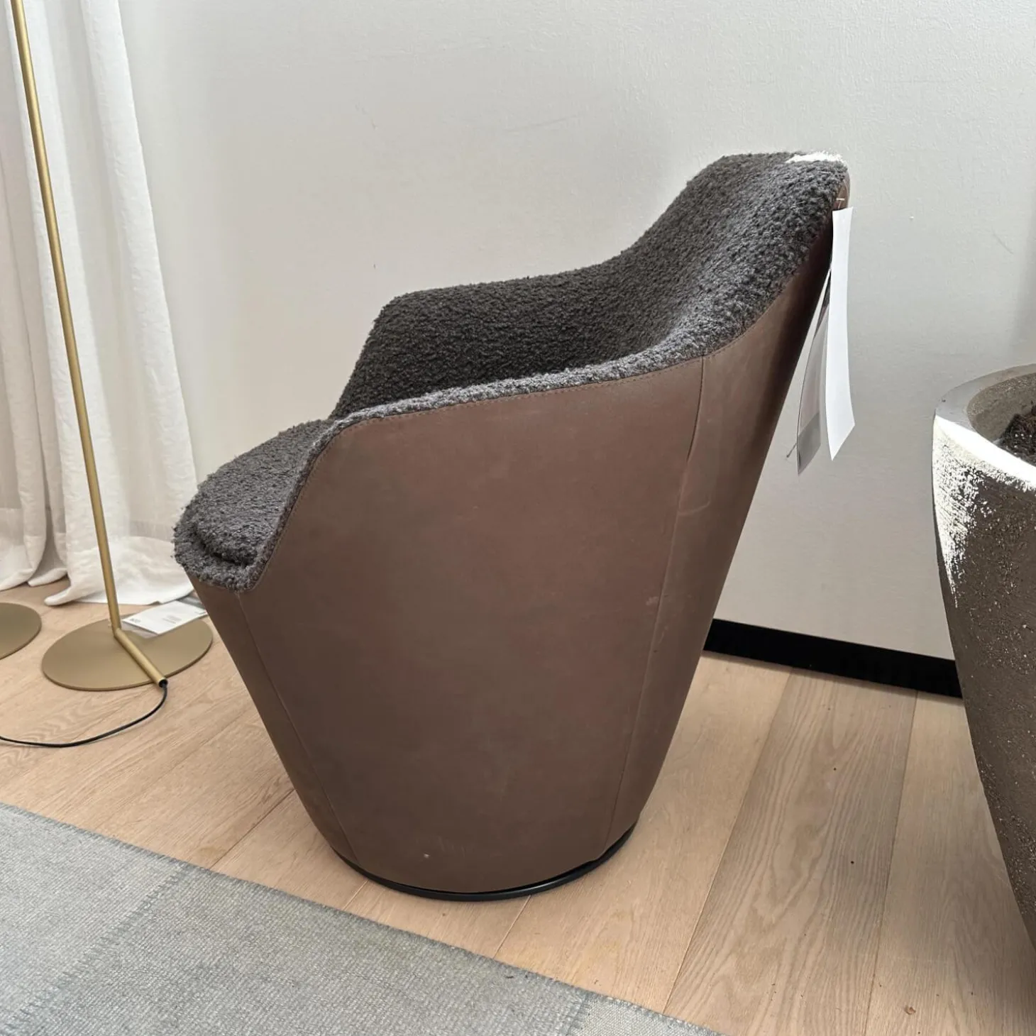 Sessel Flint Drehbar Stoff 14004 Mocca Braun Grrau Außen Leder 492 Braun