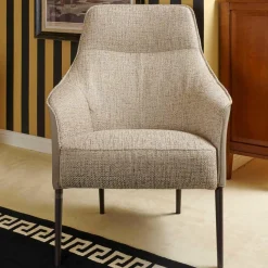 Sessel Fuga Hoch Bezug Innen Stoff James C0013 Außen Leder Lipano Taupe