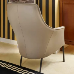 Sessel Fuga Hoch Bezug Innen Stoff James C0013 Außen Leder Lipano Taupe