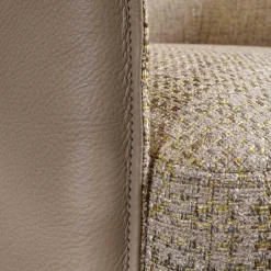 Sessel Fuga Hoch Bezug Innen Stoff James C0013 Außen Leder Lipano Taupe