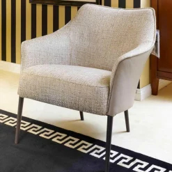 Sessel Fuga Niedrig Bezug Innen Stoff James C0013 Außen Leder Lipano Taupe