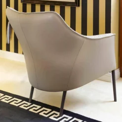 Sessel Fuga Niedrig Bezug Innen Stoff James C0013 Außen Leder Lipano Taupe