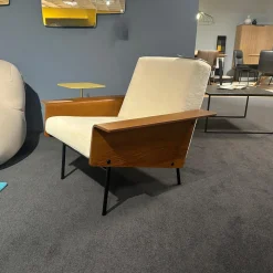 Sessel G 10 Stoff Alpa Arctique Beige Gestell Schwarz Seidenmatt Pulverbeschichtet Armlehnen Buchenmultiplex Furniert