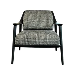 Sessel Gatsby Stoff Scott BW1769 191 C Schwarz Weiß Holzgestell Massiv Esche Schwarz Gebeizt