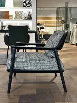 Sessel Gatsby Stoff Scott BW1769 191 C Schwarz Weiß Holzgestell Massiv Esche Schwarz Gebeizt