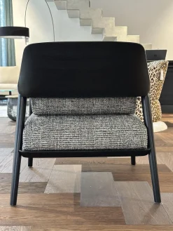 Sessel Gatsby Stoff Scott BW1769 191 C Schwarz Weiß Holzgestell Massiv Esche Schwarz Gebeizt