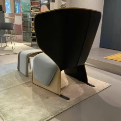 Sessel Gender 570 12 Melange Leder Schwarz Beige Gelb Ice Kissen Stoff Gerrit