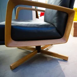 Sessel Gin Leder Alamo Lava Anthrazit Gestell Eiche Geölt Inklusive Hocker