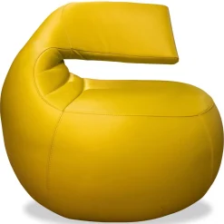 Sessel Gisa Leder Senso Lime Gelb 360° Drehbar auf Drehteller mit Kugellagern