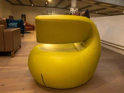 Sessel Gisa Leder Senso Lime Gelb 360° Drehbar auf Drehteller mit Kugellagern
