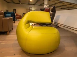 Sessel Gisa Leder Senso Lime Gelb 360° Drehbar auf Drehteller mit Kugellagern