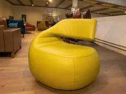 Sessel Gisa Leder Senso Lime Gelb 360° Drehbar auf Drehteller mit Kugellagern