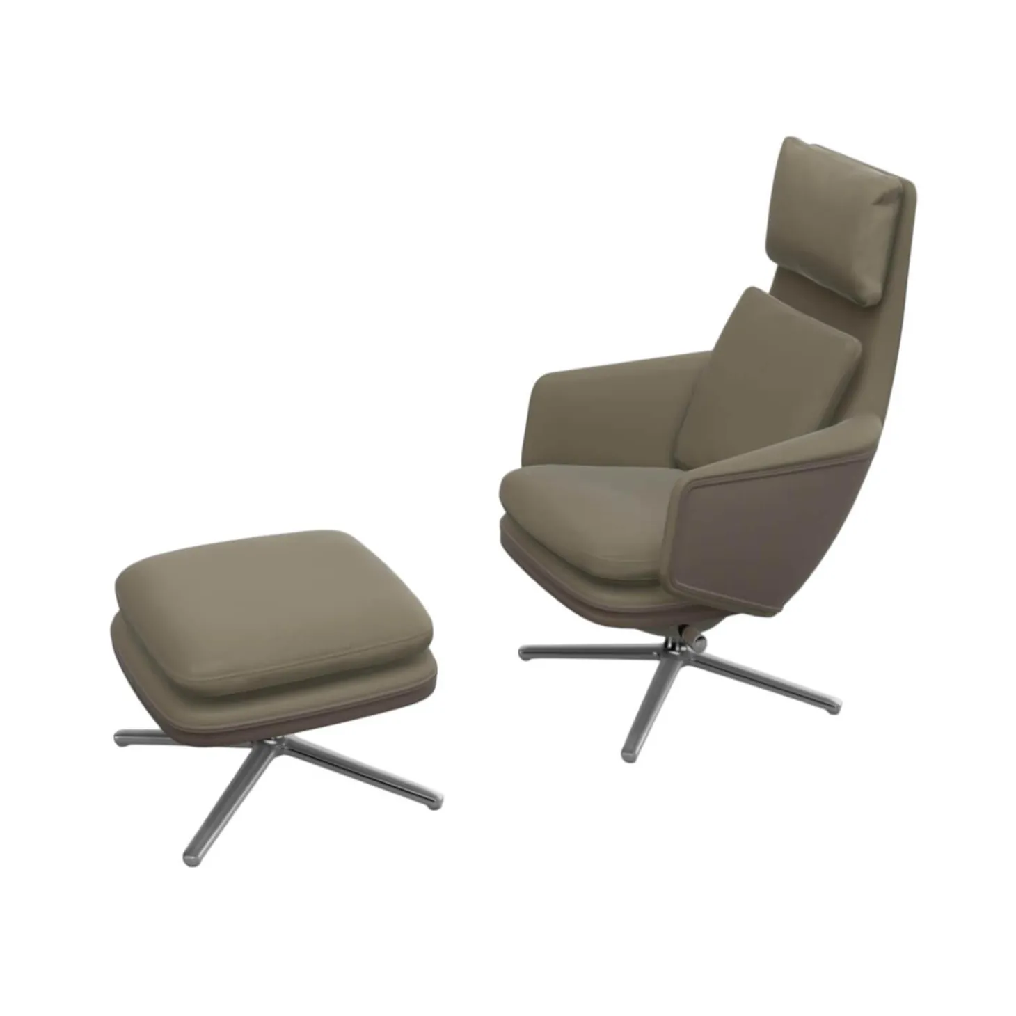 Sessel Grand Relax Leder Premium F 71 Sand Außen Leder Forte 07 Sand mit Ottoman