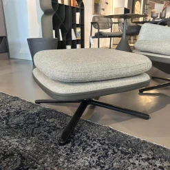 Sessel Grand Relax Schale Leder Forte Decor Umbra Grau Innen Stoff Corsaro Bambus Melange Grau Mit Hocker