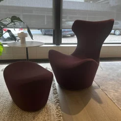 Sessel Grande Papilio Stoff 2521790 Adria Vinaccia Rot Untergestell Metallisiert Grau Lackiert Mit Hocker