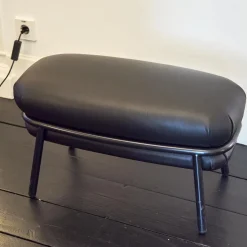 Sessel Grasso Bezug Leder Sauvage S Black Schwarz Gestell Metall Schwarz Inklusive Fußhocker