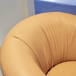 Sessel Grasso Bezug Leder Florida 2050 F Nude 22 Orange Gestell Blue 5011 Nachtblau