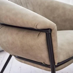 Sessel Grasso Textil Leder V19 T Moro Rustico Grau Beige Gestell Black 0911 Schwarz Metall