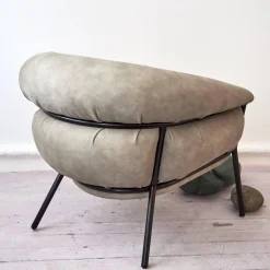 Sessel Grasso Textil Leder V19 T Moro Rustico Grau Beige Gestell Black 0911 Schwarz Metall