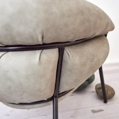 Sessel Grasso Textil Leder V19 T Moro Rustico Grau Beige Gestell Black 0911 Schwarz Metall