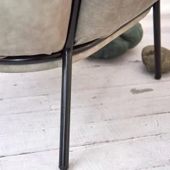 Sessel Grasso Textil Leder V19 T Moro Rustico Grau Beige Gestell Black 0911 Schwarz Metall