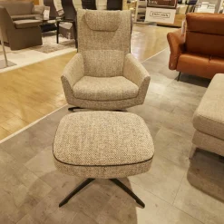 Sessel Griffon Lounge Mit Hocker Bezug Mamaye C0201 4-Sternfuß Gekrümmt Schwarz