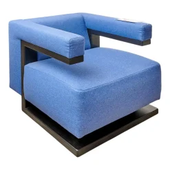 Sessel Gropius F51 Stoff Dama 0077 Blau Gestell Esche Schwarz