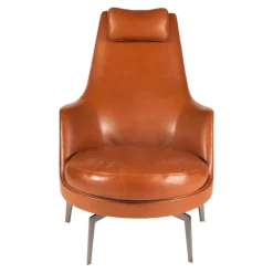 Sessel Guscioalto Leder Braun Füße Metall Movin Brüniert