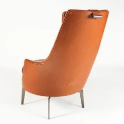 Sessel Guscioalto Leder Braun Füße Metall Movin Brüniert