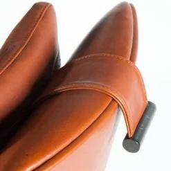 Sessel Guscioalto Leder Braun Füße Metall Movin Brüniert