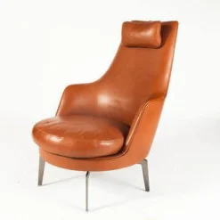 Sessel Guscioalto Leder Braun Füße Metall Movin Brüniert