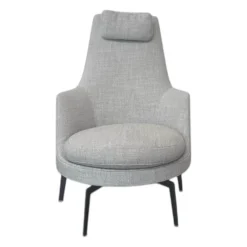 Sessel Guscioalto 015M41 Soft Stoff Top Topazio 990 Grau Gestell Metall Brüniert Inklusive Kissen