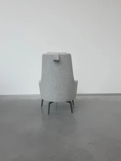 Sessel Guscioalto 015M41 Soft Stoff Top Topazio 990 Grau Gestell Metall Brüniert Inklusive Kissen