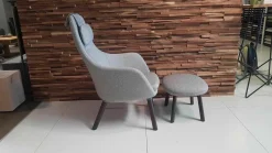 Sessel HAL Lounge Chair Stoff Credo SaltnPepper Grau mit Ottoman und Sitzkissen
