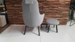 Sessel HAL Lounge Chair Stoff Credo SaltnPepper Grau mit Ottoman und Sitzkissen