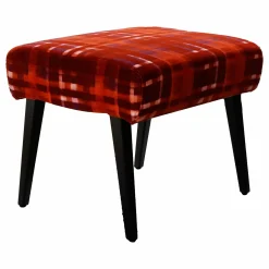 Sessel Hanson 460 Rubelli Macallan 30260-004 Cat. V Rot Kariert Gestell Buche Schwarz mit Hocker