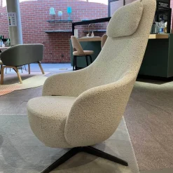 Sessel Harbor Laidback Stoff Sambuco Weiß Gestell Schwarz Pulverbeschichtet Inklusive Hocker