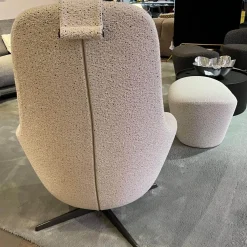 Sessel Harbor Laidback Stoff Sambuco Weiß Gestell Schwarz Pulverbeschichtet Inklusive Hocker