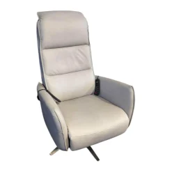 Sessel Hathi Leder Vivre Alu Grau Fuß V4 Edelstahl Mit Verstellung 2 Motorisch Und Aufstehhilfe Sowie Sitz und Rückenheitzung