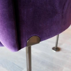 Sessel Hausmann Stoff Harald 2 Col 692 Aubergine Violett Rundstahlfüße Schwarz Chrom