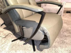 Sessel Henning Leder BelVita Olive 59 Beige Sternfuß Schwarz Inklusive Motorischer Verstellung