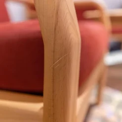 Sessel Hoch DY 1260H Stoff Comfort 0028 Rot Kernbuche Geölt