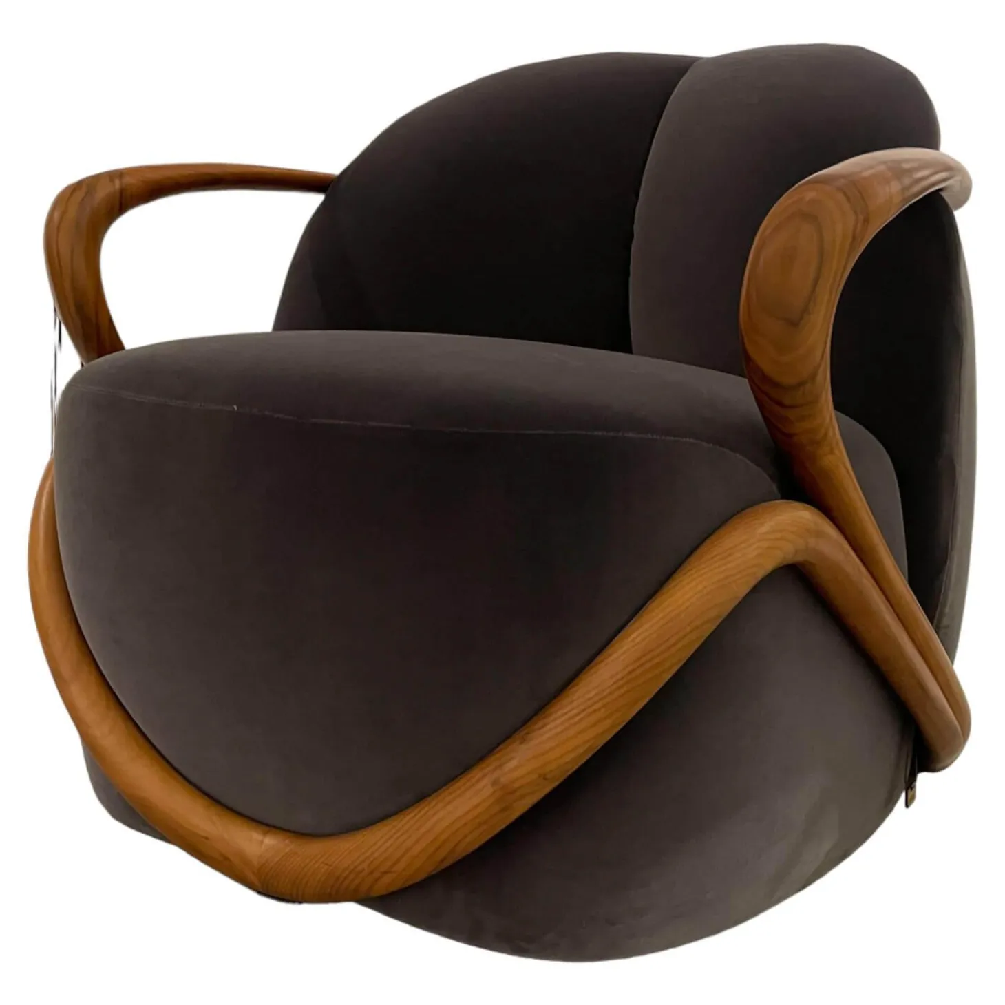 Sessel Hug Stoff Adamo&Eva 107 Antracite Gestell Nussbaumholz Dunkel Gebeizt