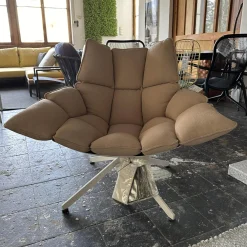 Sessel Husk Outdoor Mit Armlehne Bezug Stoff Sila Altrosa Gestell Aluminium Weiß Lackiert