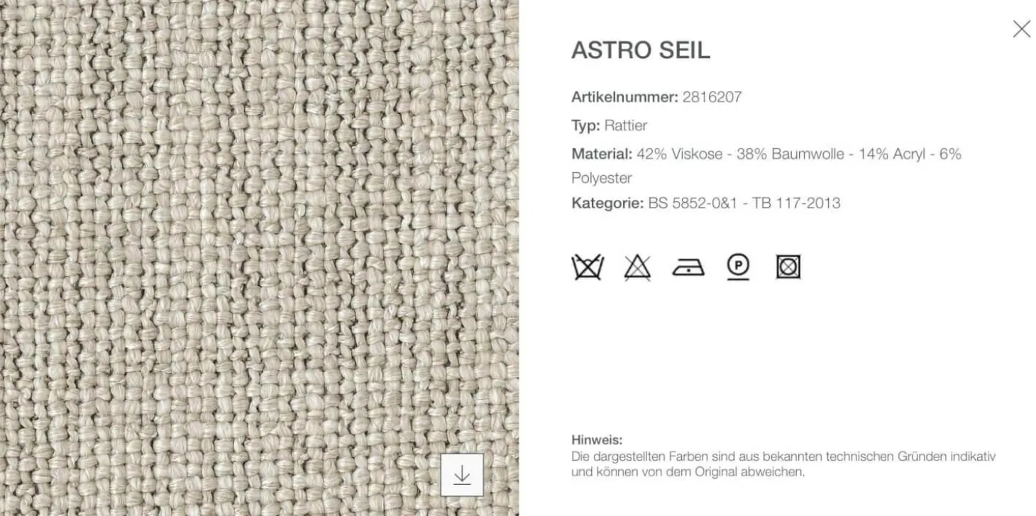 Sessel Husk Stoff Rattier Astro Seil Beige Schale Kunststoff Weiß Gestell Eiche Hell Gebürstet Mit Hocker